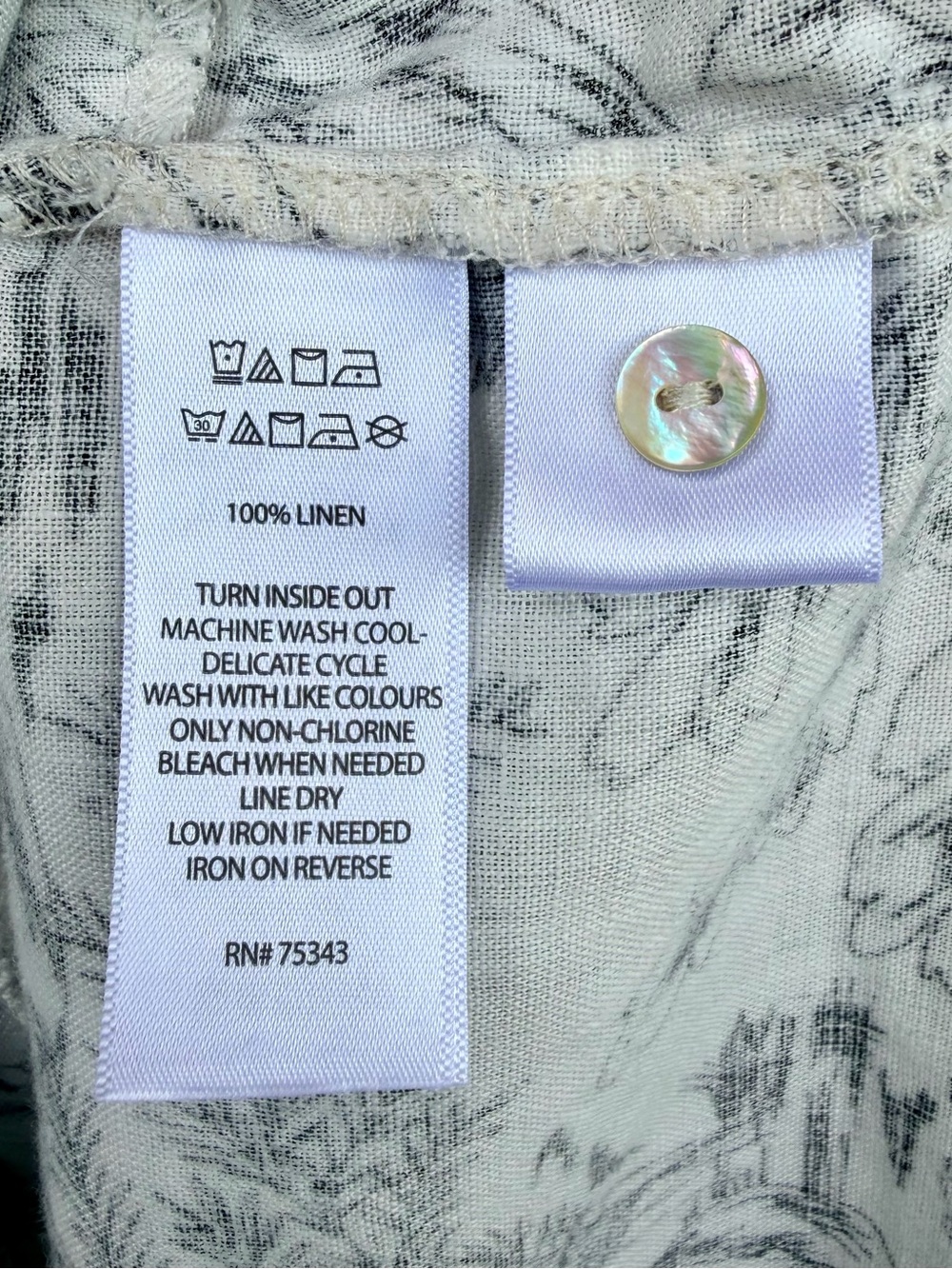Tahari 100% Linen Botanical Print Shirt Dress L - Picture 10 of 15